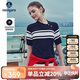 Navigare意大利小帆船女設計感翻領T恤條紋短袖針織衫2324525513 深藍 XL 