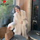 皮爾卡丹（pierre cardin）2025冬季新款時(shí)尚女裝皮毛一體麂皮絨中長(cháng)款狐貍毛大衣皮草外套 奶白色 S 100斤以下