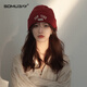 蘇木佰（SOMUBAY）2025秋冬新款字母刺繡紅色針織帽女保暖情侶毛線帽護(hù)耳冷帽男圣誕 紅色 M(56-58cm)
