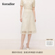 珂萊蒂爾2025年夏季新優(yōu)雅蕾絲半身裙女氣質(zhì)收腰A字裙時(shí)尚百搭裙 淡橙黃 L