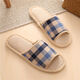NAOISKEY?腦斯基毛毛拖鞋女春夏秋冬四季室內情侶厚底防滑居家用時(shí)尚露趾棉拖鞋男 格子薄底麻布拖鞋-藏青 41-42 42-43【適合腳穿】