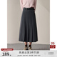 自巧（ZIQIAO）小個子高腰顯瘦半身裙女2023秋裝新款遮胯百褶裙休閑長款裙子 瓦罐灰 XS （2碼）