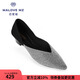 MALOVE MZ王妃鞋新款3.7cm尖頭水晶低跟單鞋女職業(yè)通勤百搭平底鞋新款單鞋 吸睛閃（腳寬建議拍大一碼） 38