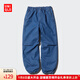 優(yōu)衣庫童裝男童女童牛仔保暖束腳褲水洗產(chǎn)品長(cháng)褲加絨保暖471380 65 寶藍色 120