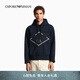 EMPORIO ARMANI/阿瑪尼官方旗艦新款男女情侶莫代爾刺繡休閑套頭連帽衛衣 【寬松版】藏藍色 S  (推薦：120-135斤)