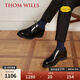THOM WILLS【明星同款】ThomWills內(nèi)增高皮鞋男商務(wù)正裝牛津鞋新郎結(jié)婚鞋 黑色小牛B771-1 42 /8碼