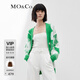MO&Co.藝術(shù)花卉綿羊毛混紡毛衣外套針織開(kāi)衫輕潮上衣女摩安珂 霓虹綠色 S 160