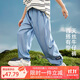 ASK JUNIOR男童褲子2025夏兒童褲腳貼標休閑純色軟牛仔褲防蚊褲 牛仔藍 160