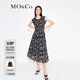 MO&Co.荷葉邊花邊打攬收腰碎花無袖園藝風(fēng)連衣裙氣質(zhì)露背裙子摩安珂 黑底彩花色-第2批 M 165