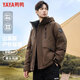 鴨鴨冬季新款羽絨服男戶(hù)外休閑工裝風(fēng)短款連帽男女同款保暖外套男潮流