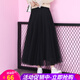 歐貝汐蕾絲半身裙春夏春秋冬季女百褶中長(cháng)款大擺女士網(wǎng)紗裙 黑色 均碼