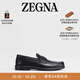 Zegna【雙11甄選】杰尼亞男鞋黑色手工拋光皮革X-Lite樂(lè )福鞋 黑色 42.5 (8.5)