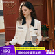 Olrain歐芮兒小香風(fēng)短外套女裝秋季新款寬松時尚名媛風(fēng)撞色上衣 米杏色 M