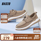 BASTO商場同款潮流百搭舒適透氣戶外休閑鞋男士帆布鞋11160BM2杏色38