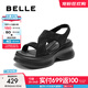 百麗（Belle）細閃水鉆面休閑涼鞋女商場(chǎng)同款厚底增高涼鞋E2W1DBL5 黑色 37 (235mm)