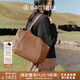 BAGTREE李思思同款包包樹(shù)晚楓包輕奢植鞣皮大容量托特包通勤單肩電腦女包 烤棕色-中號 可裝14寸電腦 高級小眾