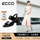 愛步（ECCO）女士涼鞋 夏季一字帶粗跟涼鞋時尚舒適 雕塑222763 黑色22276301001 （牛皮革） 36 (225mm)