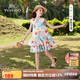 英氏（YEEHOO）女童連衣裙兒童裙子中大童裝背心裙純棉田園碎花公主夏 彩色  130