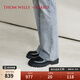 THOM WILLS皮鞋增高德比鞋圓頭休閑皮鞋高級感cleanfit 黑色亮皮D1681 41 /7.5碼