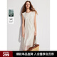 ELLE法式萊賽爾天絲連衣裙女2025春季新款氣質(zhì)圓領(lǐng)米白色無(wú)袖裙子 米白 L