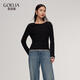 歌莉婭假兩件羊毛針織衫女裝上衣2025新款秋季穿搭毛衣1E9C0E500 00B黑色 L