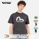 EVISU【王一博同款】福神25年夏季新品男士商標海鷗印花超寬松T恤 炭灰色 M 【超寬松可選小1-2個尺碼】