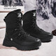 雪中飛雪地靴男女款2025年冬季保暖加絨戶(hù)外抗寒棉鞋子 烏漆嘛黑 42