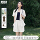 對白老錢(qián)風(fēng)萊賽爾亞麻西裝套裝女2025夏新款外套短褲松弛感兩件套 原麻米白 XL