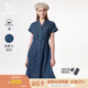哈吉斯（HAZZYS）女裝 夏季女士【PHIZ系列】連肩收腰牛仔連衣裙女 藍色BL M (160/84A 38)