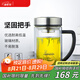希諾（HEENOOR）雙層玻璃杯男士耐熱防燙帶把帶手柄商務(wù)辦公玻璃水杯過(guò)濾茶杯子 小熊杯蓋-雙層帶濾網(wǎng)435ml