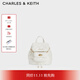 CHARLES&KEITH菱格大容量柔軟多用背包書(shū)包雙肩包包女包生日禮物CK2-60151400 Cream奶白色 S