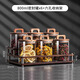 千尋雅致玻璃密封罐食品級家用食品級花茶收納罐展示罐子相思木蓋儲物收納 【7件套】小號密封罐800ml*6+收納架