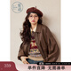 紫涵（ZIHAN）紫涵短款寬松皮衣外套女秋季美拉德翻領(lǐng)復古PU皮夾克上衣 咖色 S
