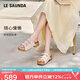 萊爾斯丹厚乳麻薯2025春夏新款時(shí)尚休閑外穿三帶勃肯拖鞋女23202 燕麥色 TPS 37 （235mm）
