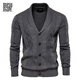 BG GLAMURB輕奢品牌男裝毛衣男士V領(lǐng)長(cháng)袖韓版秋裝開(kāi)衫外套男休閑針織衫 深灰色 L 140-155斤