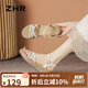 ZHR涼鞋女夏季時尚百搭坡跟女鞋厚底沙灘增高女鞋 AY161 米白 38 