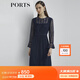 PORTS寶姿商場同款新品女裝喇叭袖蕾絲收腰連衣裙LL8D035KLN002 丈青 M (6)