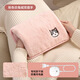 晗正充電暖手寶熱水袋絨布可愛(ài)卡通暖寶寶水袋大姨媽神器防爆女生禮物 粉色仿兔毛絨雙插手【防干燒防爆充電器】