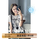 美洋（MEIYANG）貴婦狗T恤 真絲漢麻萊賽爾拉架圓領(lǐng)印花短袖t恤女 淺灰 M