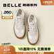 百麗（Belle）周雨彤同款板栗復古德訓鞋女商場(chǎng)同款板鞋A4L1DAM5預售 銀色 36 (230mm)
