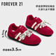 FOREVER21真皮德訓女鞋春秋款德訓鞋女運動(dòng)休閑鞋子女款賽車(chē)鞋 紅色 37