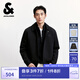 杰克·瓊斯（JACK&JONES）25年男裝秋季夾克男士拉鏈翻領(lǐng)短款外套男黑色針織休閑長袖上衣 E43純黑色 S （170）