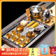 瓷牌茗茶具 茶具套裝茶盤(pán)電磁爐燒水壺一體桌自動(dòng)上水燒水壺茶臺教師節禮物 34件空谷幽蘭+八駿茶具