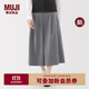 無(wú)印良品（MUJI）女式橫豎彈力起毛七分褲褲子女款休閑褲25年秋季新品女裝BE1XYA5A 灰色 L (165/70A)