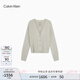Calvin KleinJeans25秋季新款女優(yōu)雅通勤ck毛絨絨寬松短款V領(lǐng)針織開衫47D388G 67U-牛奶白 XS