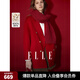 ELLE【新年系列】100%綿羊毛紅色毛呢外套本命年2024春新款雙面呢大衣 紅色 S