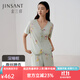 金三塔真絲睡衣女100%桑蠶絲印花短袖短褲家居服衣褲套深睡眠絲綢睡衣 翠蔓紫韻 L