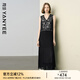 顏域V領(lǐng)收腰背心連衣裙女2025夏季新款高級感氣質(zhì)假兩件無(wú)袖長(cháng)裙 黑色 2XL