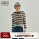 Teenie Weenie小熊女裝簡(jiǎn)約風(fēng)春季輕薄條紋休閑舒適圓領(lǐng)套頭毛衣