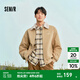 森馬夾克男冬季復(fù)古拼接仿羊羔毛翻領(lǐng)外套寬松繡花棉服潮 淺卡其50368 170/88A/M